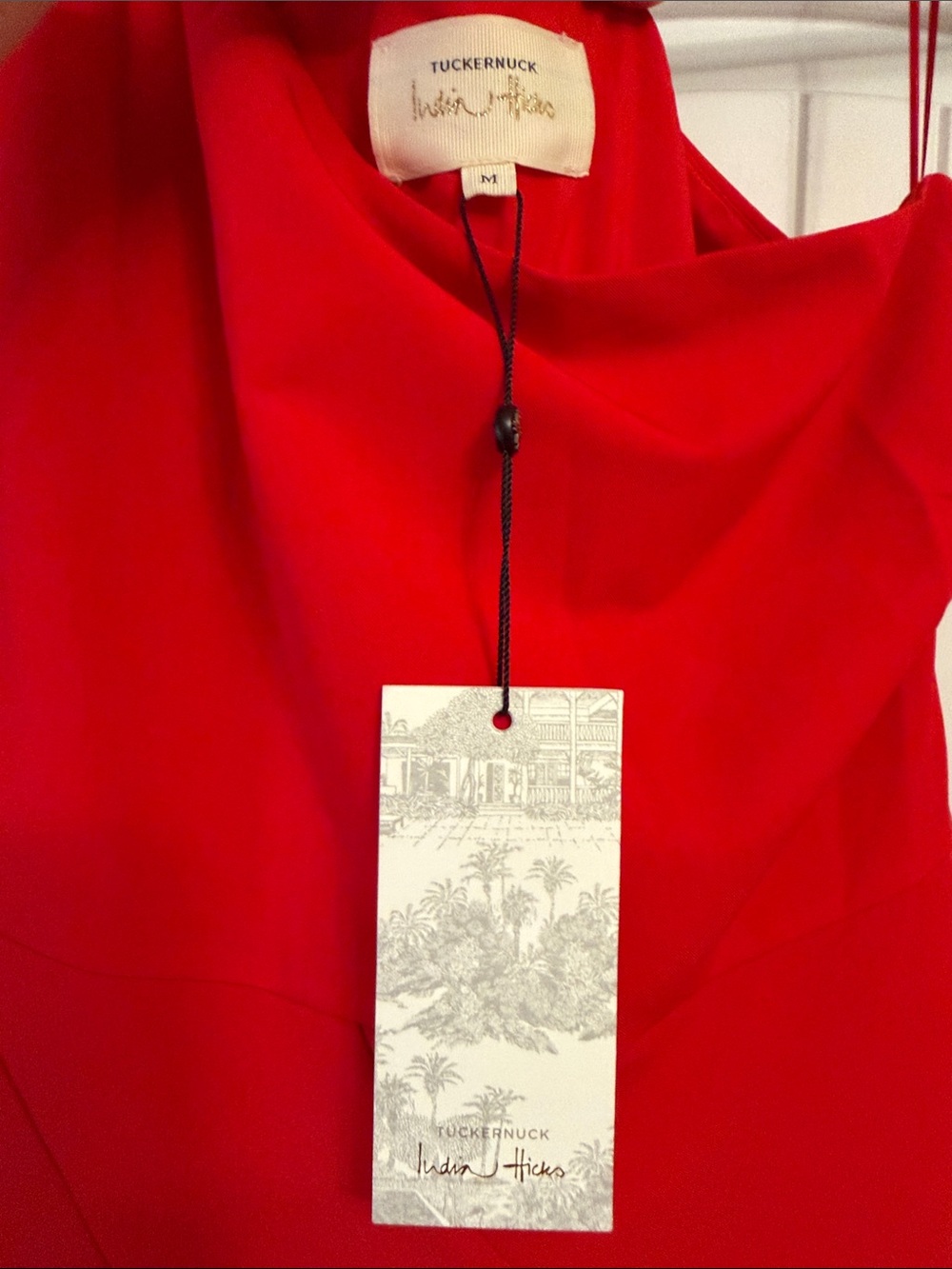 Tuckernuck x India Hicks NWT medium Fiery Red One-Shoulder A-Line Dress - Picture 8 of 8